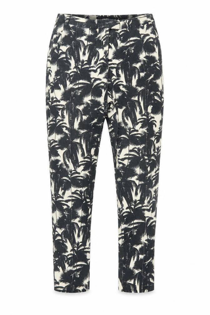 Front view of Topshop Women's Black Floral Trousers, size 10