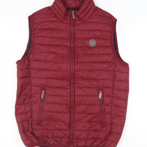 Cotton & Silk Men's Red Puffer Waistcoat L - Casual Wear