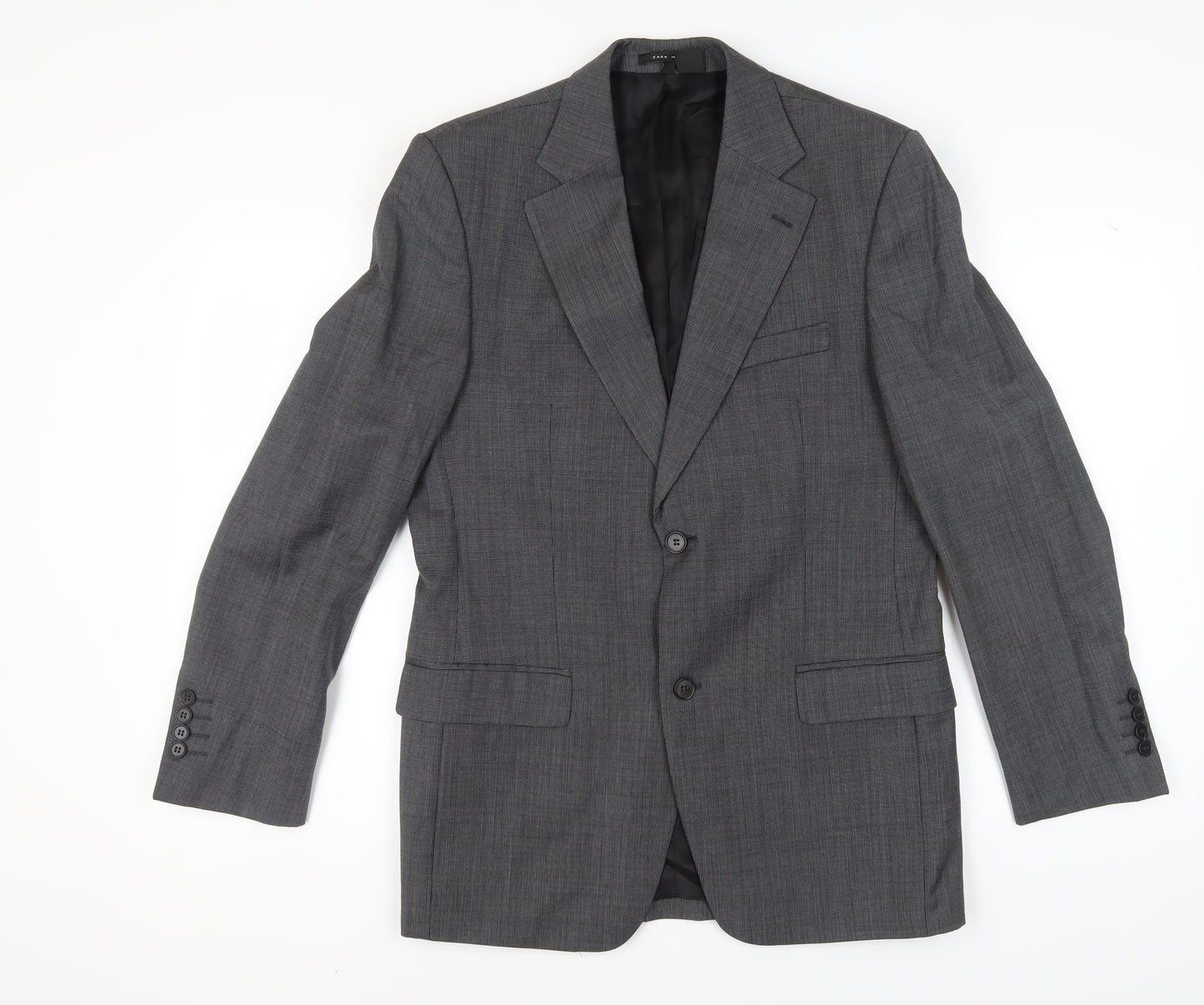 Zara Man Grey Check Wool Suit Jacket 38