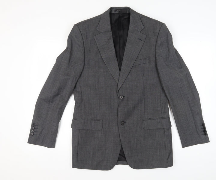 Zara Man Grey Check Wool Suit Jacket 38