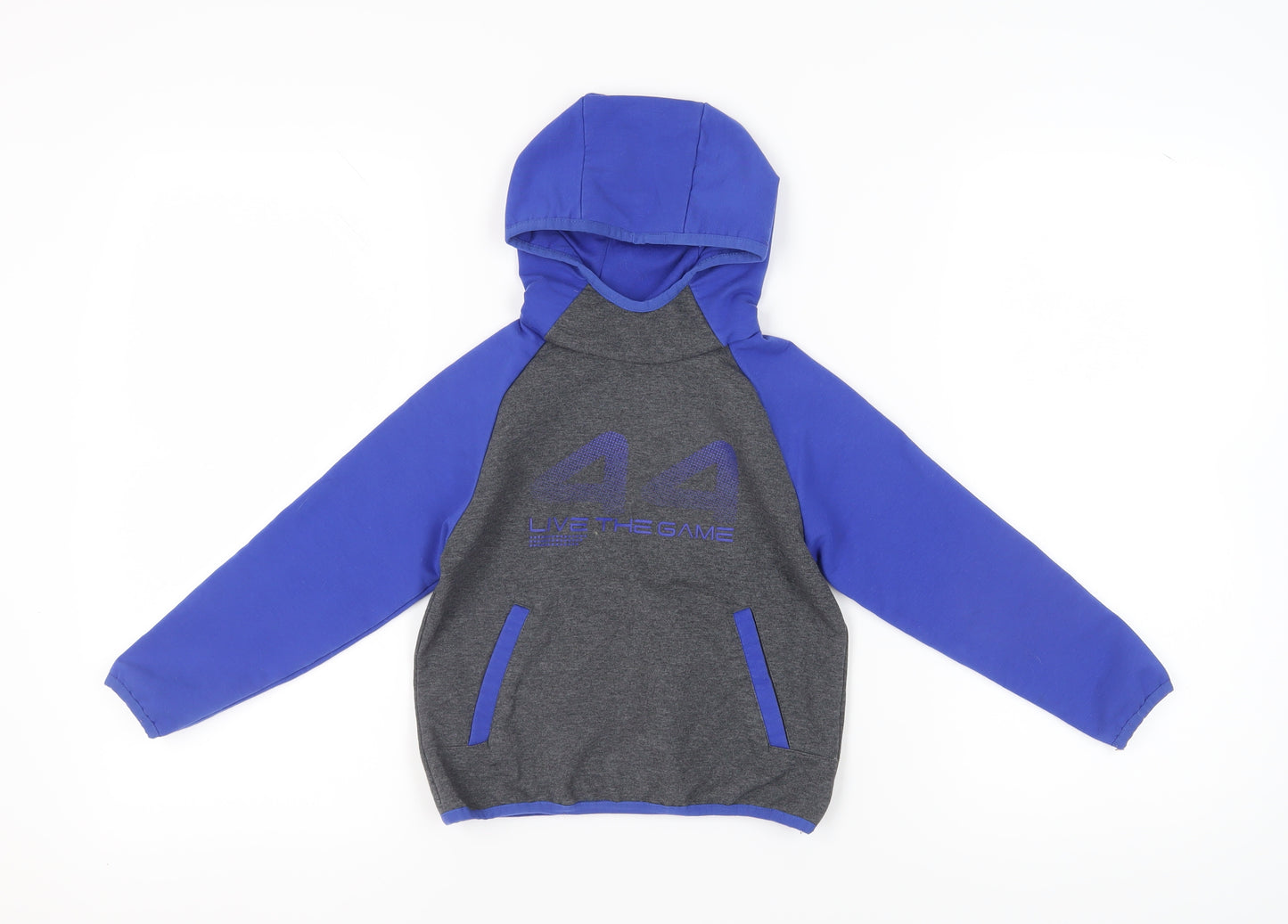 Dunnes Stores Boys Grey Blue Pullover Hoodie 6-7 Years