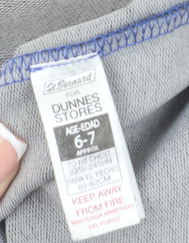 Dunnes Stores Boys Grey Blue Pullover Hoodie 6-7 Years