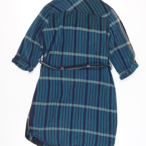 White Stuff Women's Blue Check Shirt Dress Size 12