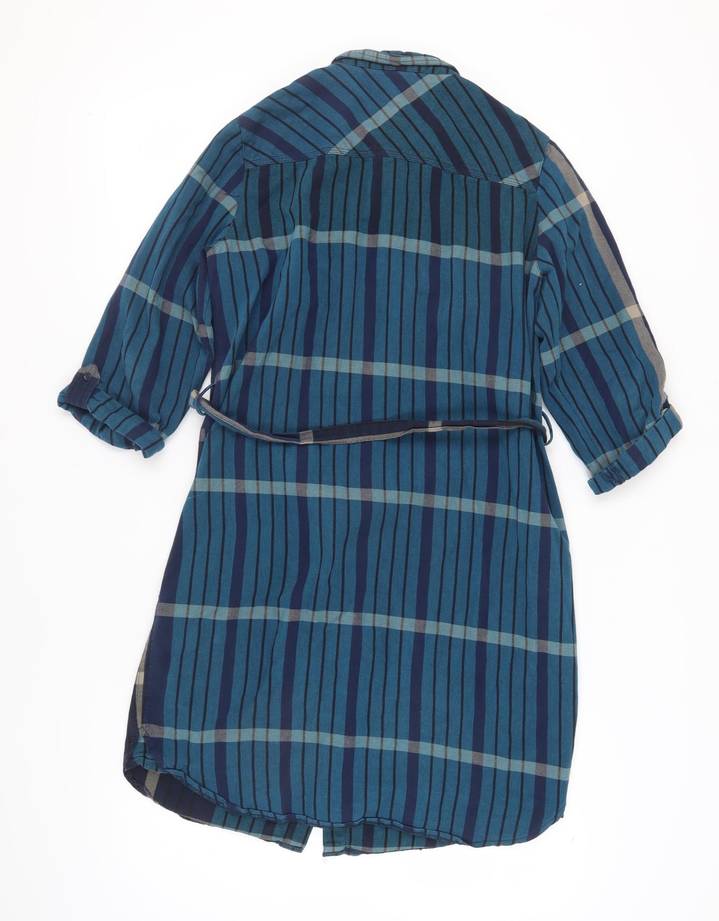White Stuff Women's Blue Check Shirt Dress Size 12