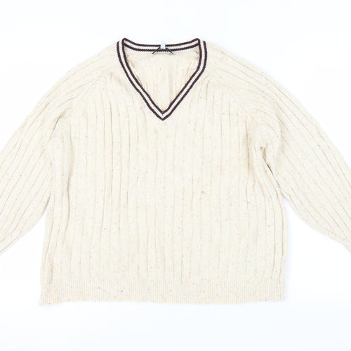 Next Women Ivory Pullover Jumper L V-Neck