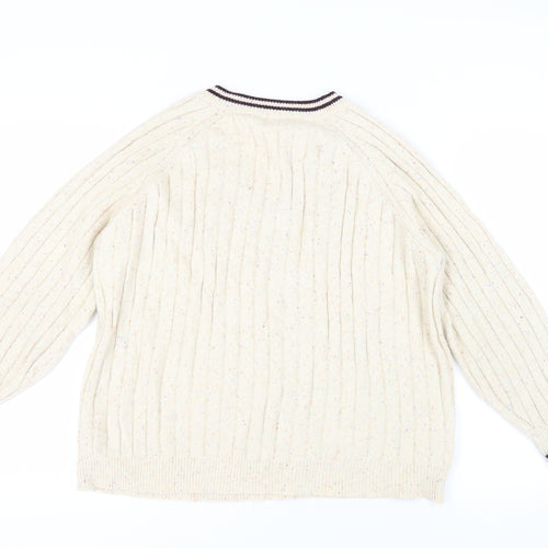 Next Women Ivory Pullover Jumper L V-Neck