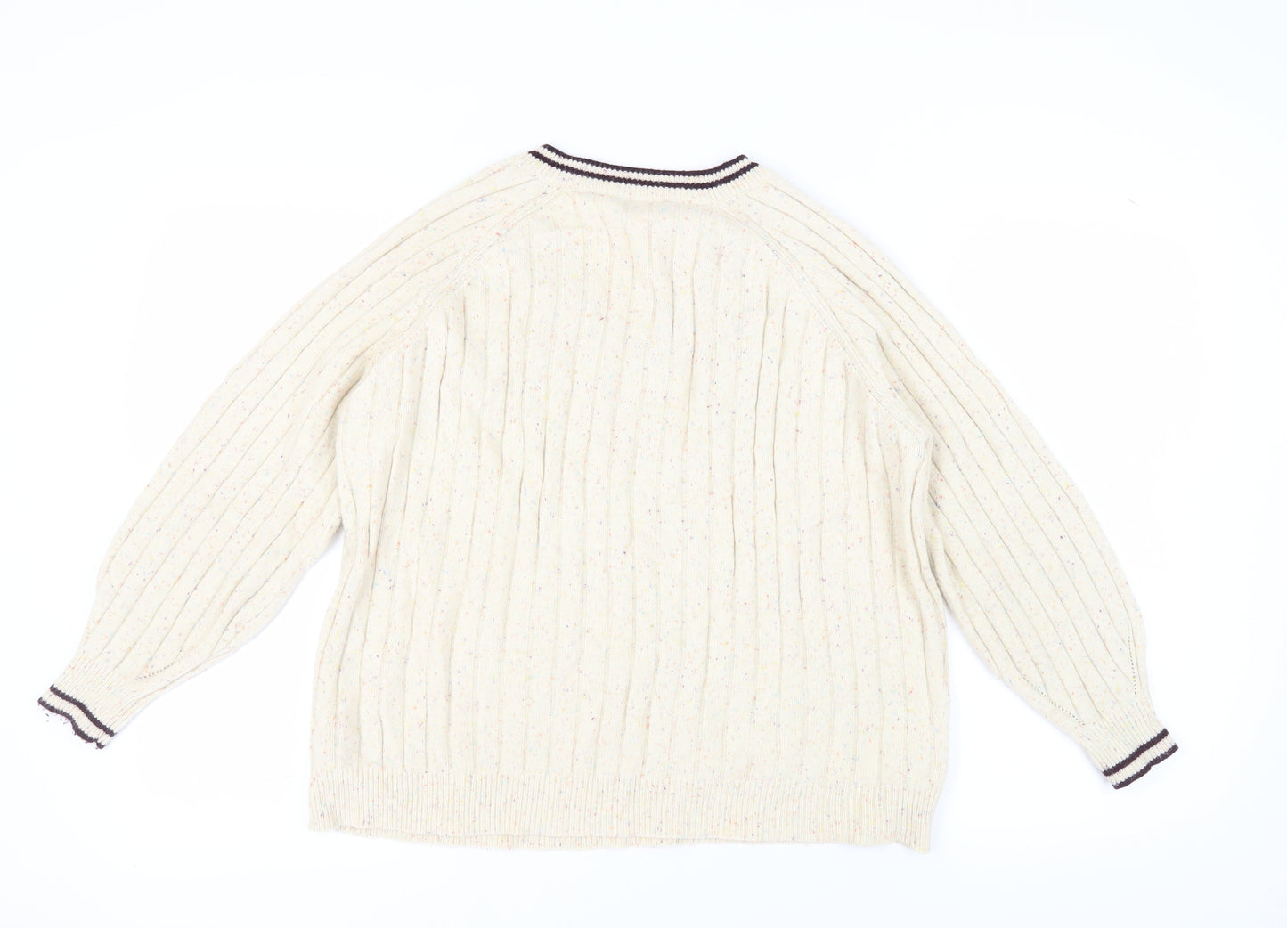 Next Women Ivory Pullover Jumper L V-Neck