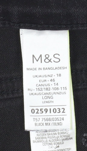 Marks and Spencer Black Straight Jeans, Women Size 18