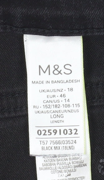Marks and Spencer Black Straight Jeans, Women Size 18