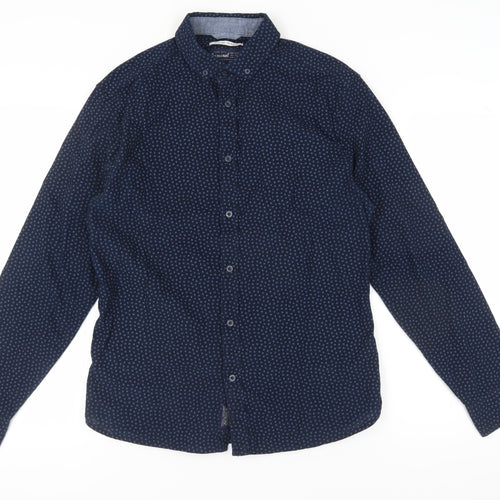 Criminal Men's Blue M Geometric Button-Up Shirt