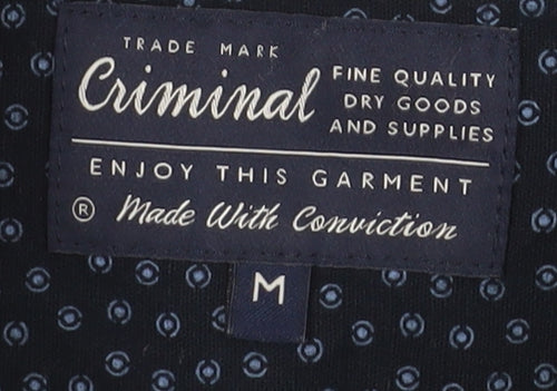 Criminal Men's Blue M Geometric Button-Up Shirt