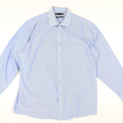 B&W Men's Blue Striped Long Sleeve Shirt - 17