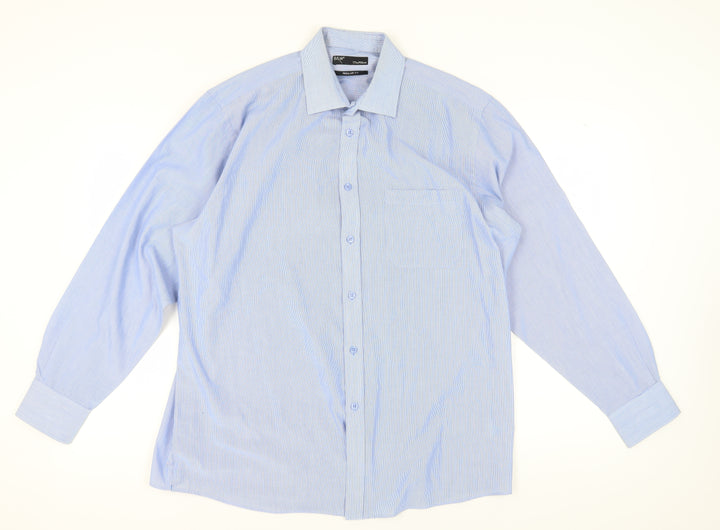 B&W Men's Blue Striped Long Sleeve Shirt - 17