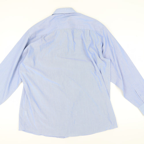 B&W Men's Blue Striped Long Sleeve Shirt - 17