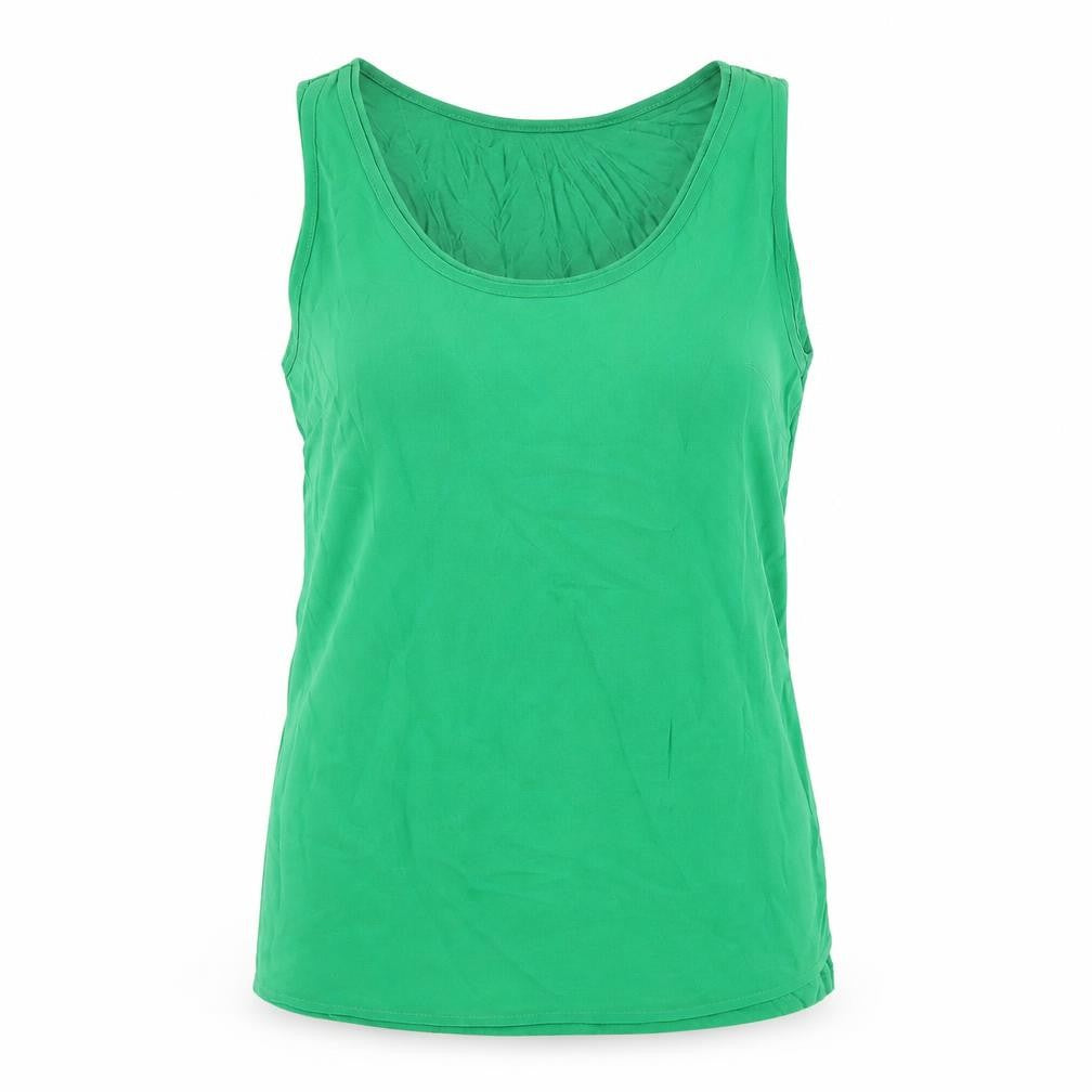 Front view of Warehouse Women's Green Cotton Tank Top, size 10