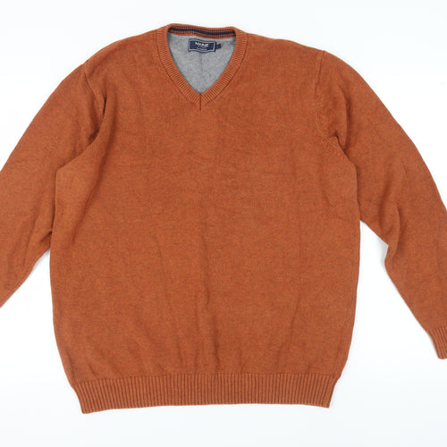 Maine New England Men's Brown V-Neck Pullover Jumper L