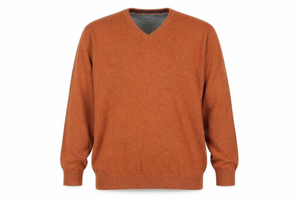Front view of Maine New England Men's Brown V-Neck jumper L
