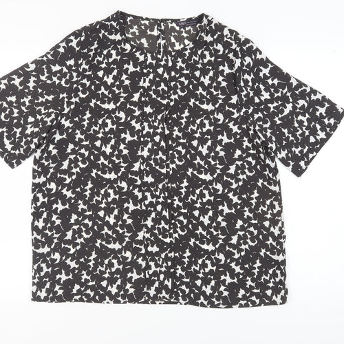 Marks and Spencer Women's Black Animal Print Top, Size 14