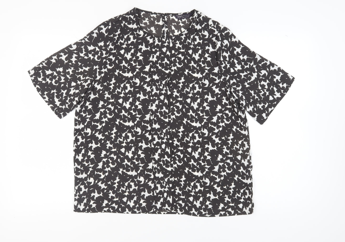 Marks and Spencer Women's Black Animal Print Top, Size 14