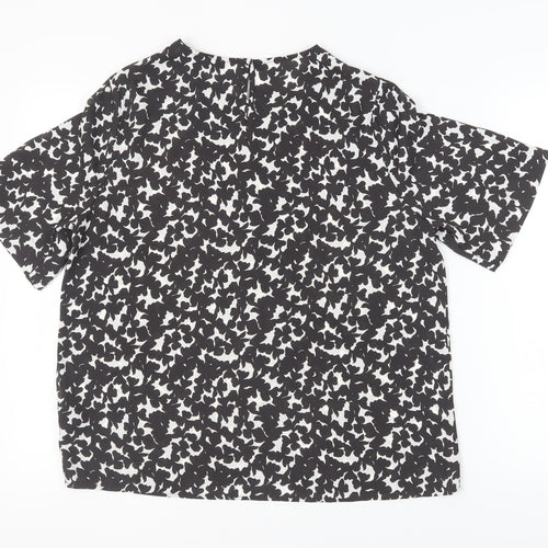 Marks and Spencer Women's Black Animal Print Top, Size 14