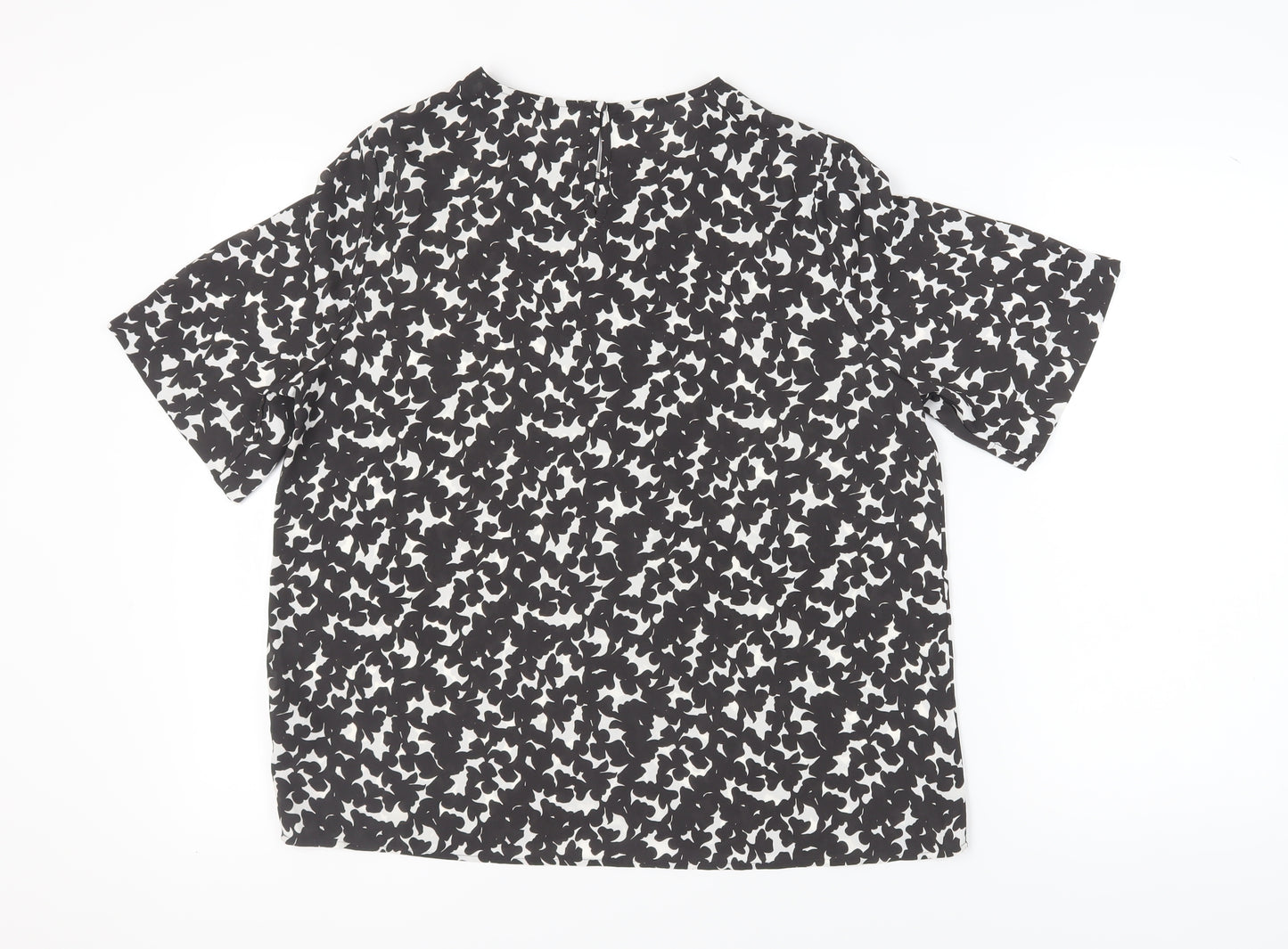 Marks and Spencer Women's Black Animal Print Top, Size 14