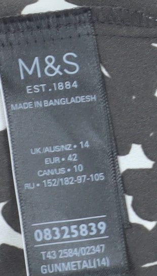 Marks and Spencer Women's Black Animal Print Top, Size 14