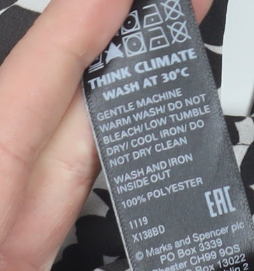 Marks and Spencer Women's Black Animal Print Top, Size 14