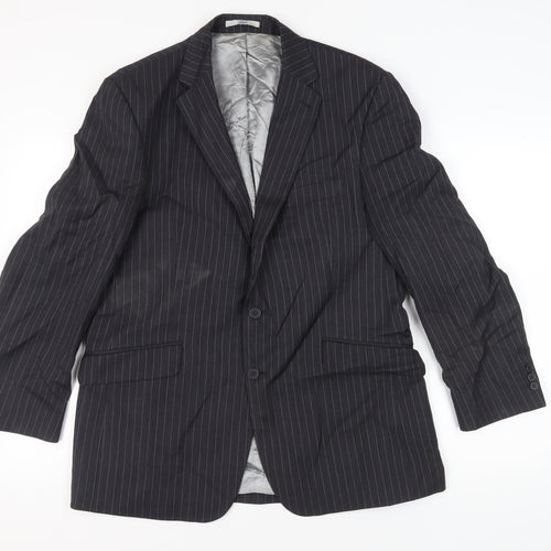 The Label Men's Black Striped Regular Blazer 42R
