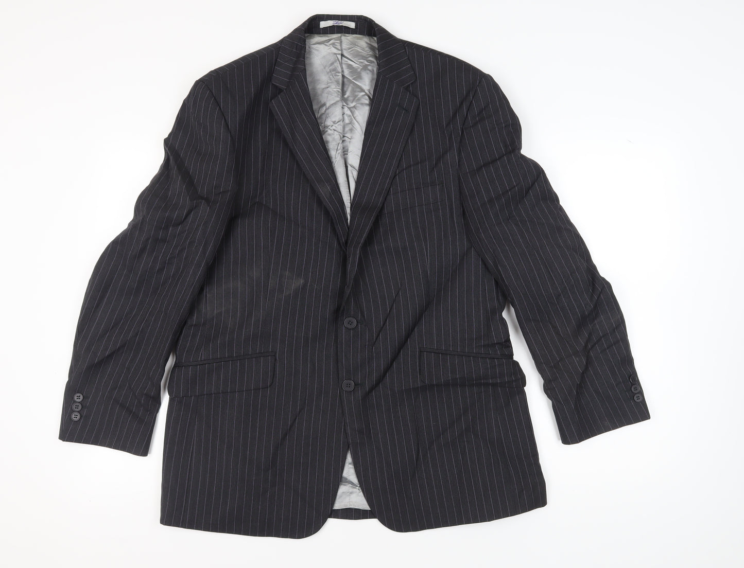 The Label Men's Black Striped Regular Blazer 42R
