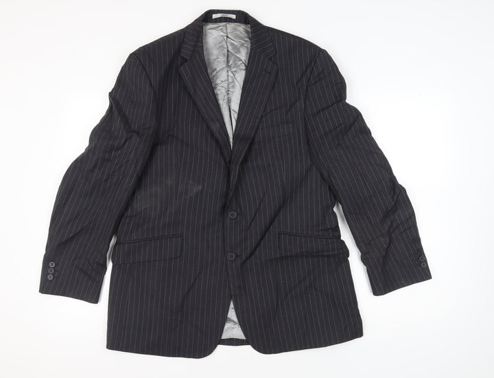 The Label Men's Black Striped Regular Blazer 42R