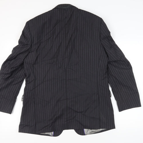 The Label Men's Black Striped Regular Blazer 42R
