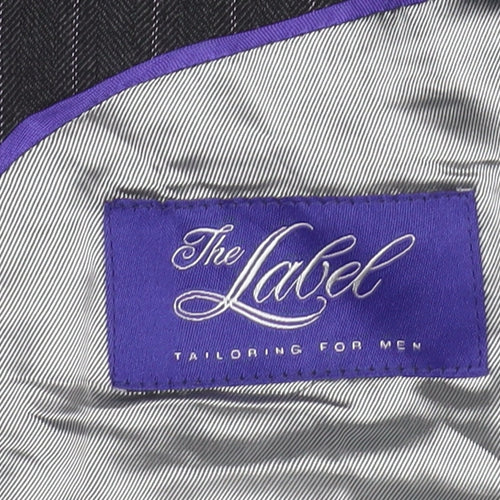 The Label Men's Black Striped Regular Blazer 42R