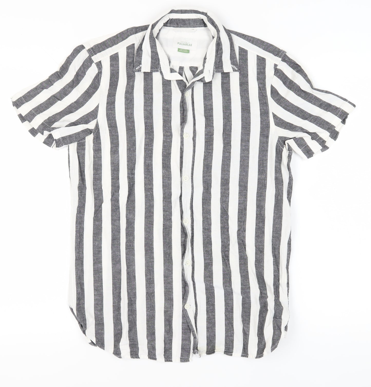Pull & Bear Men's Striped Casual Button-Up Shirt