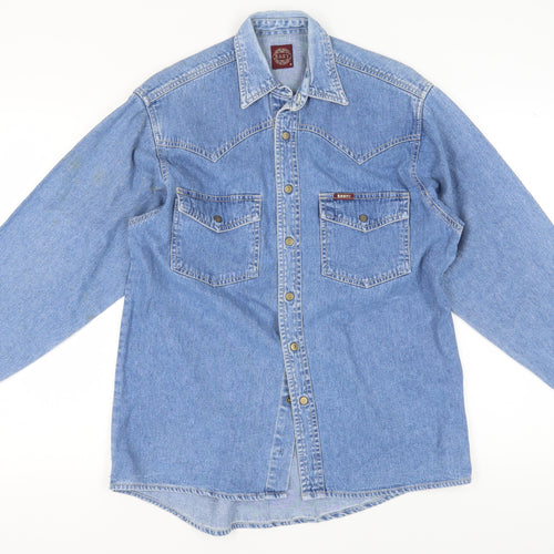 Easy Men's Blue Denim Western Shirt Size S