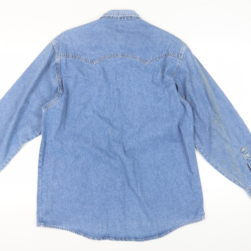 Easy Men's Blue Denim Western Shirt Size S