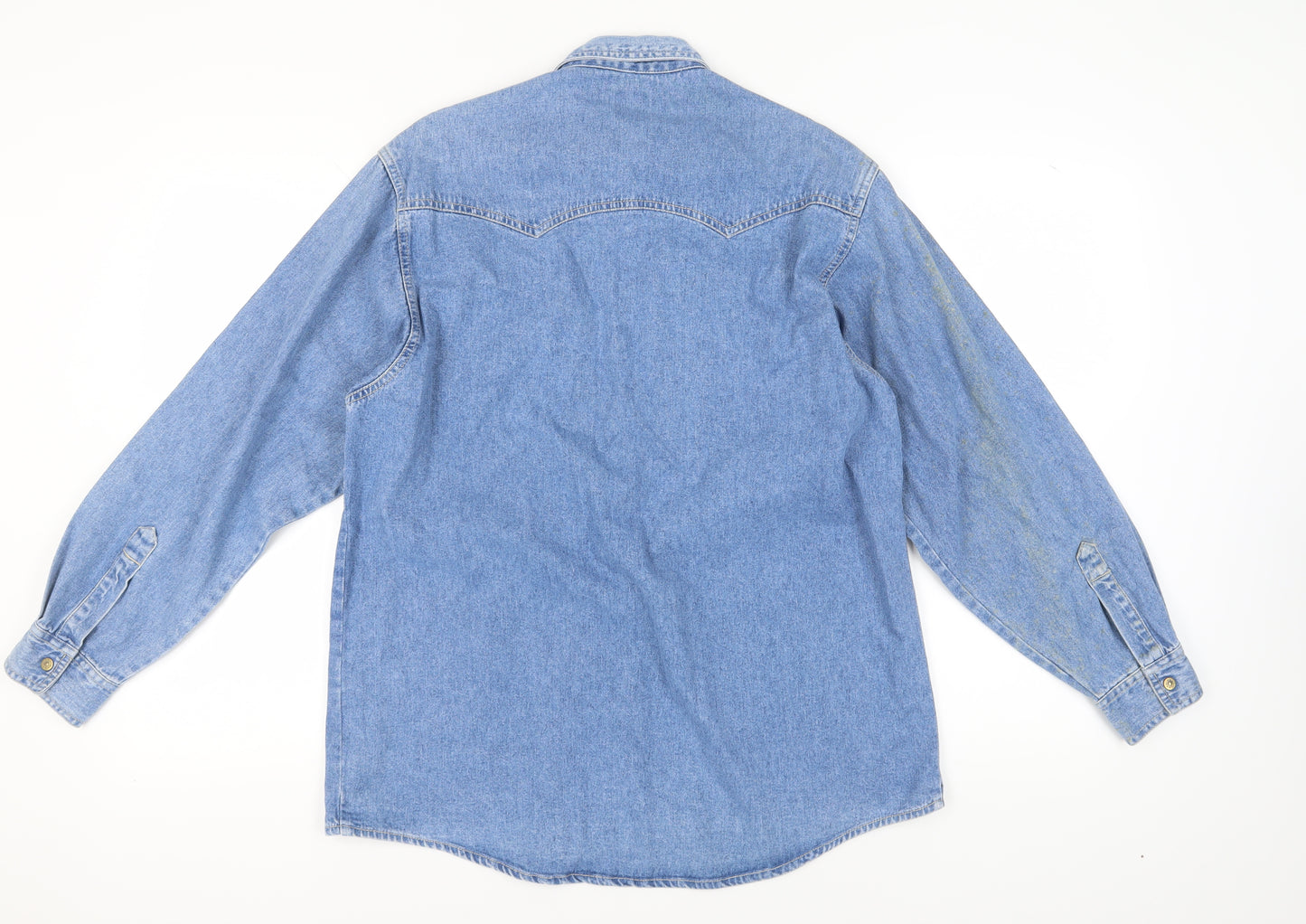 Easy Men's Blue Denim Western Shirt Size S