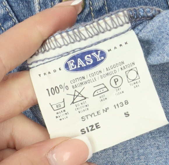 Easy Men's Blue Denim Western Shirt Size S