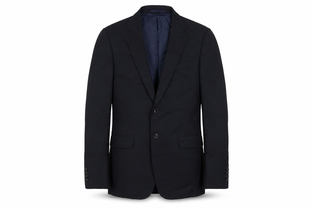 Front view of Jaeger Men's Blue 38L Striped Blazer
