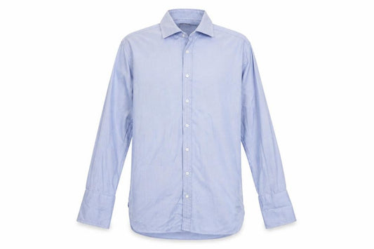 Front view of Marks & Spencer Men's Blue Striped Dress Shirt