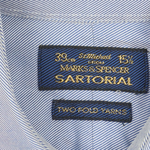 Marks and Spencer Men's Blue Striped Dress Shirt