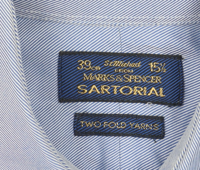 Marks and Spencer Men's Blue Striped Dress Shirt