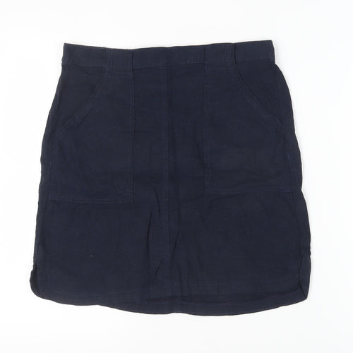 Next Women's Blue Linen Knee Length Pencil Skirt, Size 12