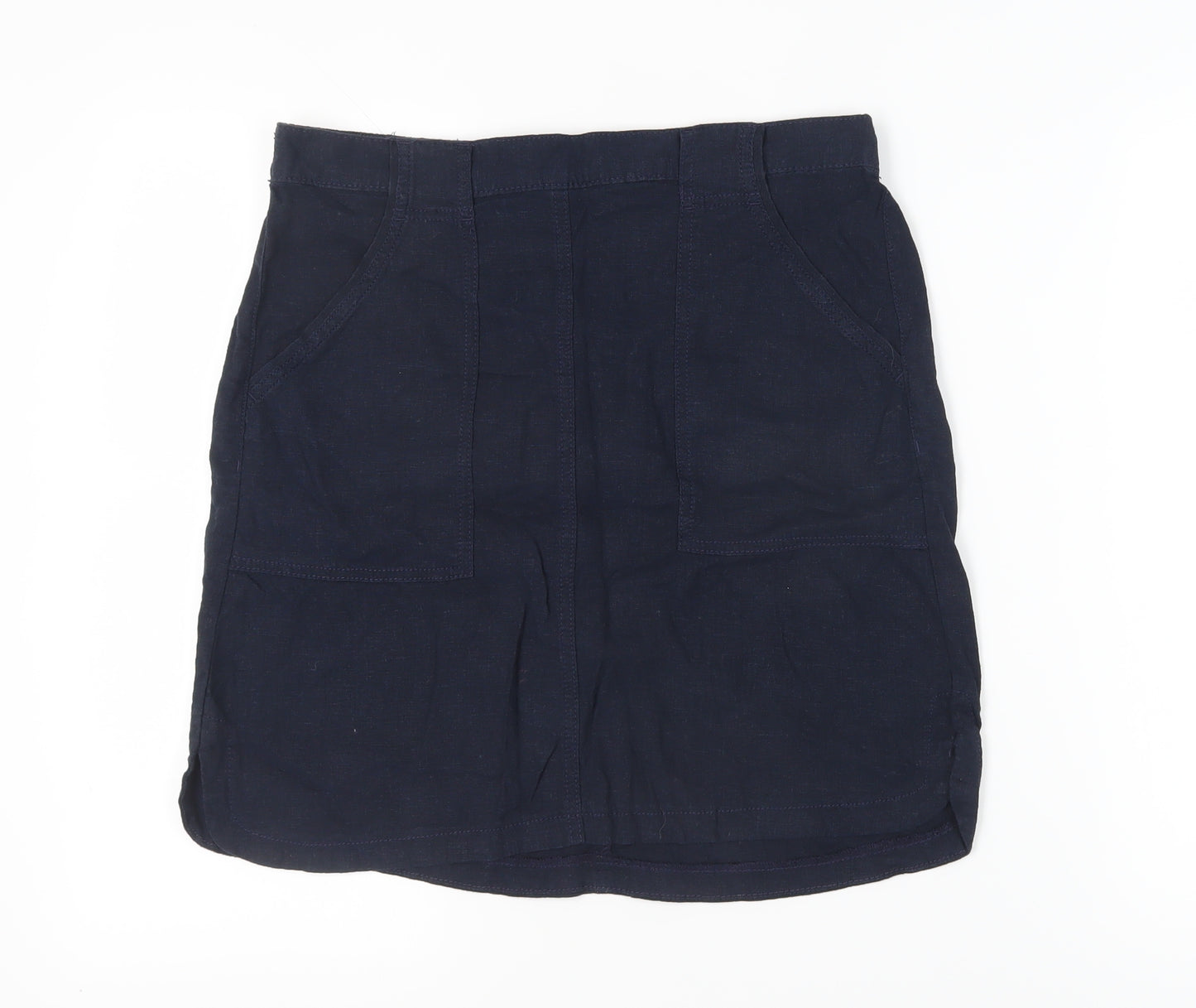 Next Women's Blue Linen Knee Length Pencil Skirt, Size 12