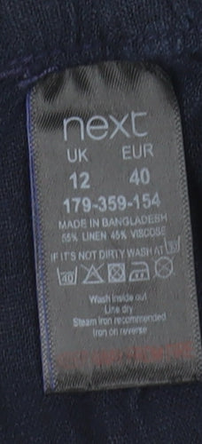 Next Women's Blue Linen Knee Length Pencil Skirt, Size 12