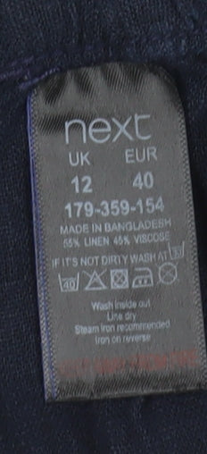 Next Women's Blue Linen Knee Length Pencil Skirt, Size 12