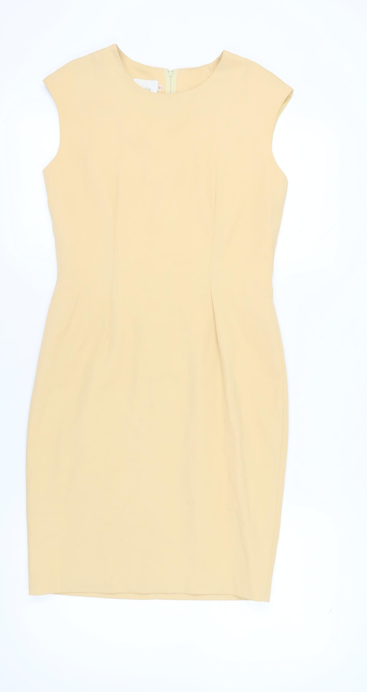 Classics Woman Beige Sheath Dress, Size 10, Sleeveless