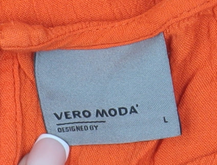 Vero Moda Women's Orange Sleeveless Blouse - Size L