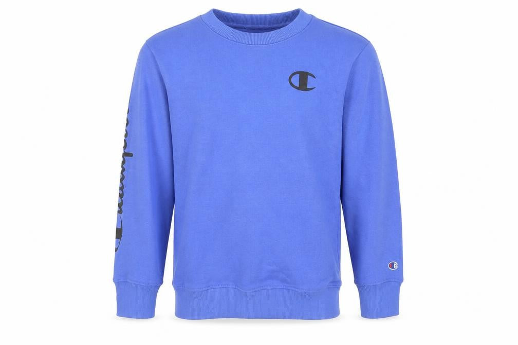 Front view of Champion boys’ blue pullover sweatshirt s regular fit