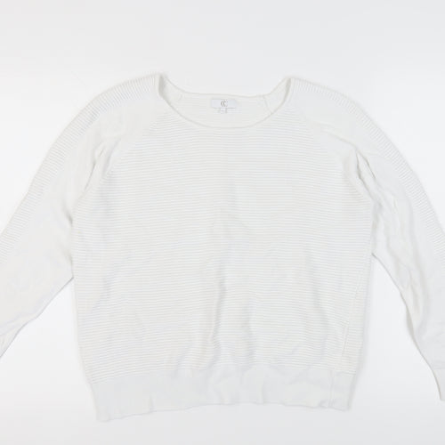 CC Women's White Pullover Jumper, Size L, Long Sleeve