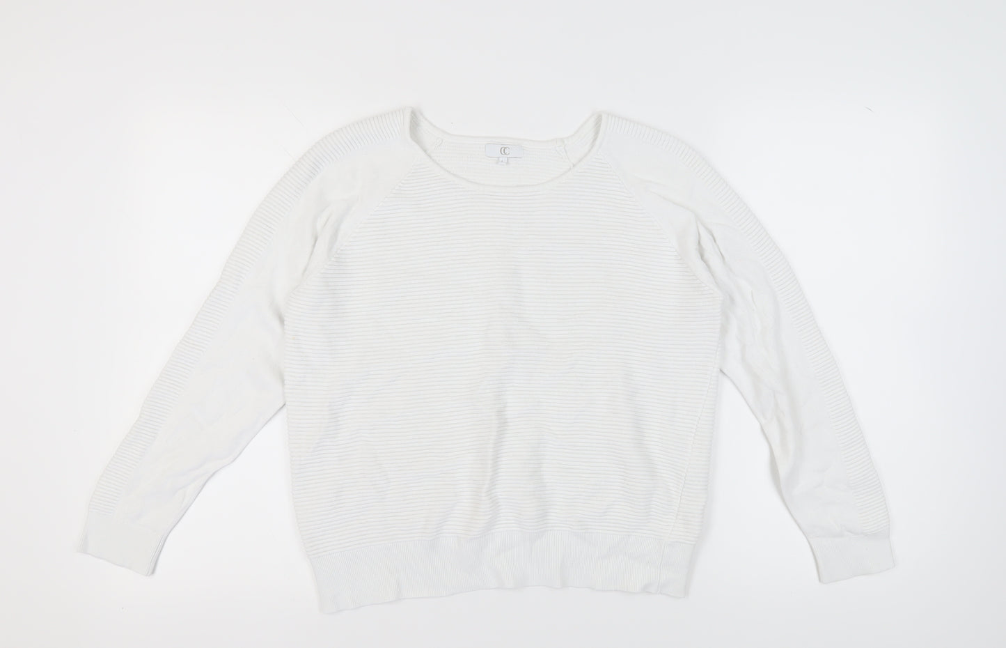 CC Women's White Pullover Jumper, Size L, Long Sleeve
